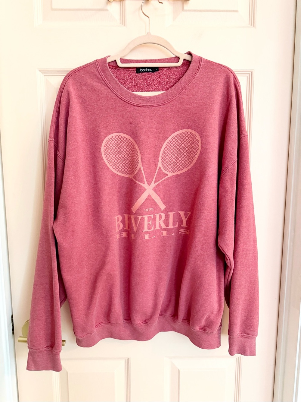 Pink boohoo pullover sweatshirt